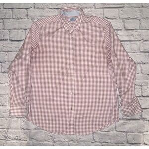 J. McLaughlin Shirt Large‎ Pink White Plaid Cotton Check Button Down Long Sleeve